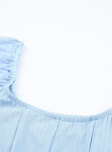 Blue Swiss Dot Square Neck Long Sleeve Bodysuit