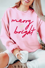 Pink merry bright Christmas Graphic Sweatshirt