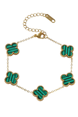 Green St Patricks Four Leaf Clover Chain Bracelet 1pc