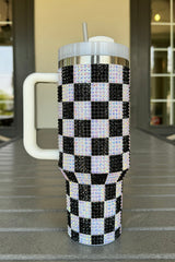 Ginger 40oz Rhinestone Checkered Tumbler Cup