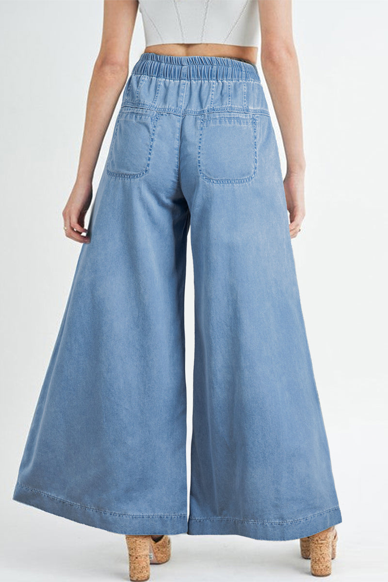 Carbon Grey Mineral Wash Button High Waist Wide Leg Jeans