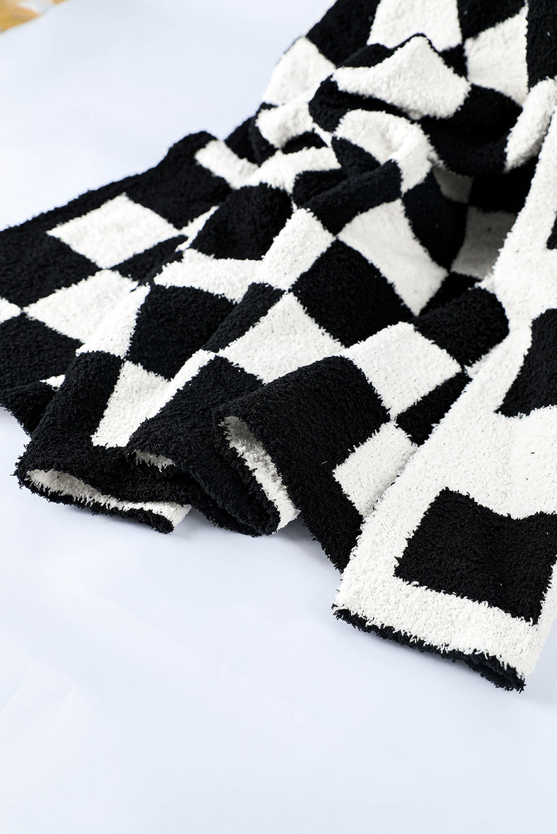 Black & White Checkerboard 127*152cm Flannel Blanket