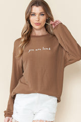 Khaki You Are Loved Print Corduroy Sweatshirt