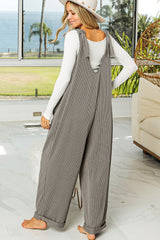 Parchment Pockets Oversized Ribbed Wide Leg Jumpsuit