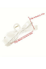 White Solid Color Ribbon Bow Decor Hair Clip