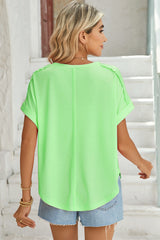 Green & Rosy Colorblock Exposed Seam Tee