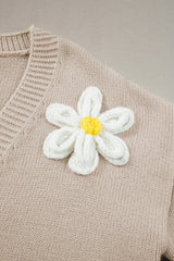 Parchment 60s Flower Decor Button Cable Knit Cardigan