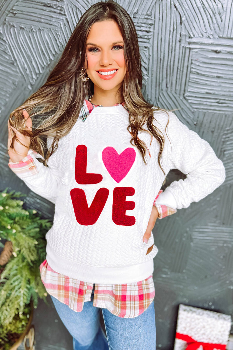 White Merry and Bright Quilted Sweatshirt