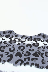 Wholesale Gray Tie Dye Leopard Print V Neck T Shirt