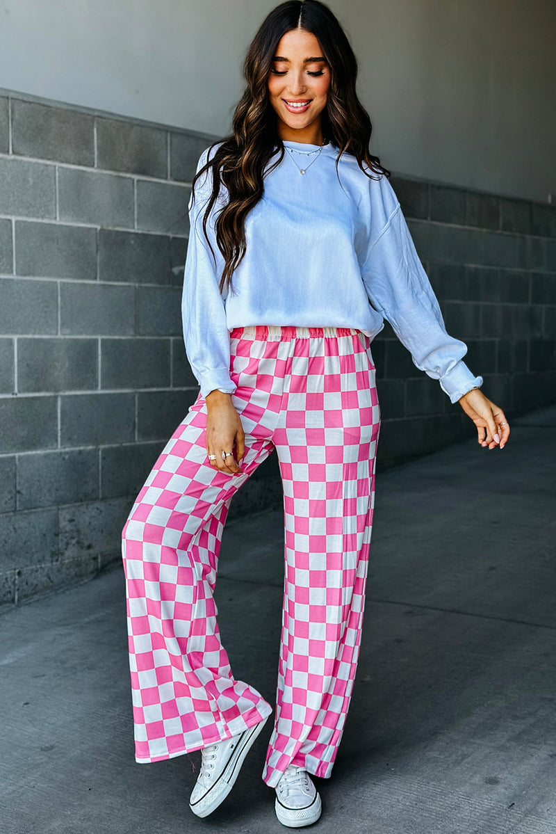 Checkered print fashion pants