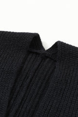 Black Batwing Sleeve Pocket Oversized Cable Knit Cardigan