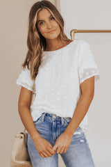 White Swiss Dot Jacquard Summer Top