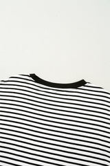 Black Stripe Chest Pocket Patch Round Neck Sleeveless Tee