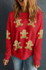 Red Cute Gingerbread Christmas Pullover Sweatshirt