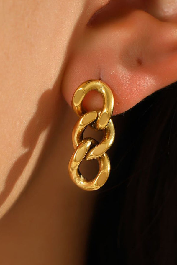 Gold Chunky Link Chain Drop Earrings