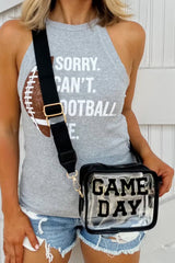 White Chenille GAME DAY Pattern Clear Shoulder Bag