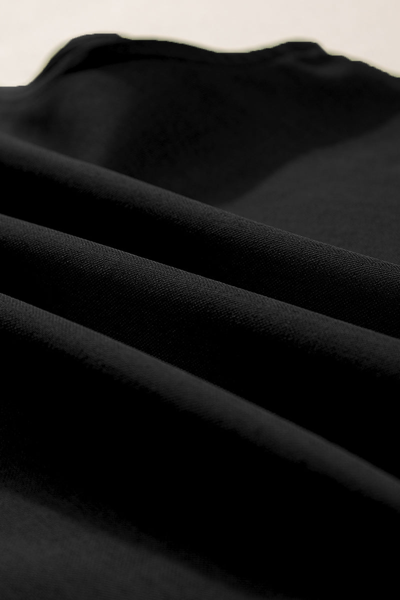 Black Ricrac Applique Sleeveless Top and Pocketed Shorts Set