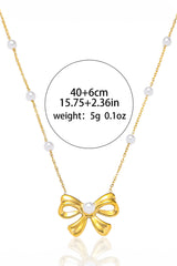 Gold Pearl Bowknot Elegant Necklace