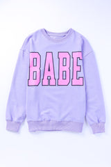 Grey Babe Letter Casual Pullover Sweatshirt