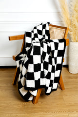 Black & White Checkerboard 127*152cm Flannel Blanket