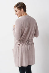 Pink Tunic Back Pockets Open Front Cardigan