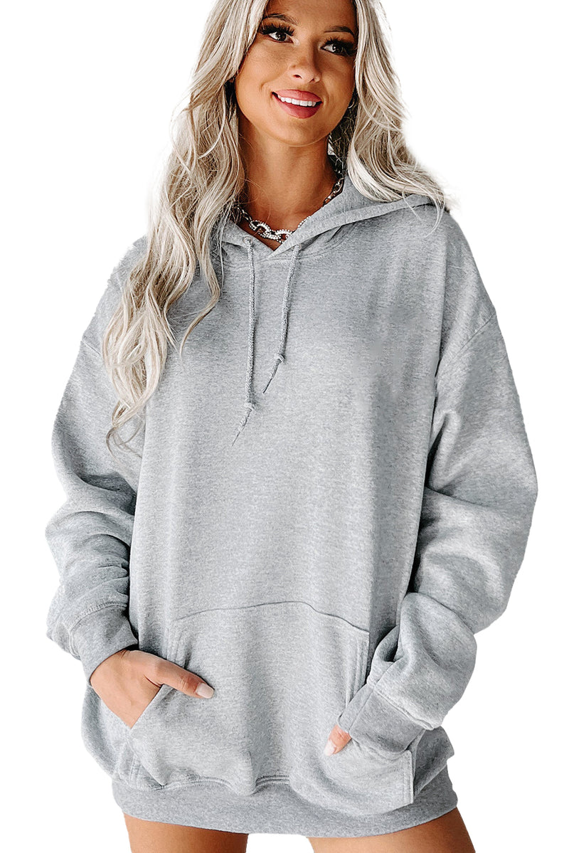 Black Kangaroo Pocket Drawstring Chunky Hoodie