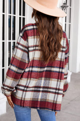 Flannel Button Up Long Sleeve Pink Plaid Shacket