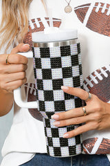 Ginger 40oz Rhinestone Checkered Tumbler Cup