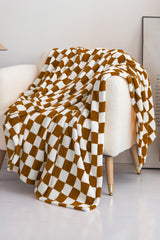 Dark Green Checkerboard Printed Soft Throw Blanket 120*200cm