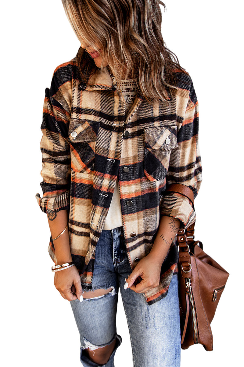 Flannel Button Up Long Sleeve Pink Plaid Shacket