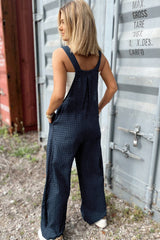 Sail Blue Plaid Print Buttoned Pocket High Waist Overall