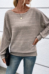 Simply Taupe Pit Stripe Batwing Sleeve Top