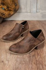 Coffee Suede Casual Ankle Boots