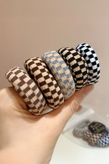 Black Checkered Print Nylon Elastic Hair Tie