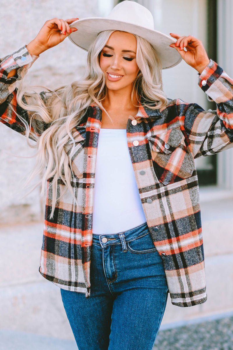 Flannel Button Up Long Sleeve Pink Plaid Shacket