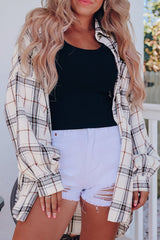 Plaid Button Up Long Sleeve Shacket