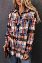 Plaid Collared Neck Long Sleeve Shirt