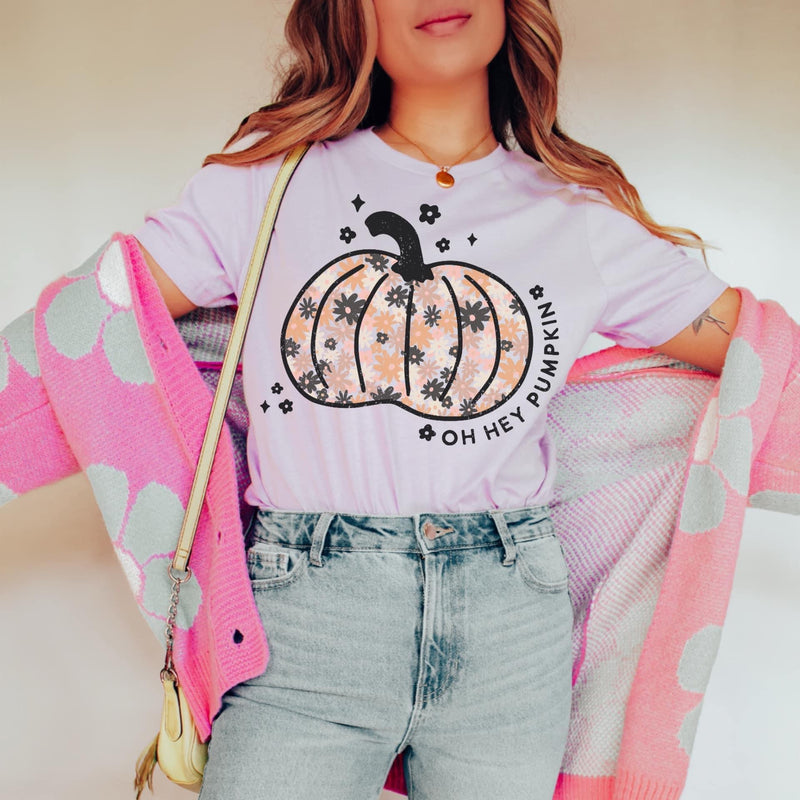 Oh Hey  Pumpkin lavender tee