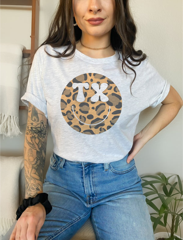 Leopard Smiley State tee (all states orderable)