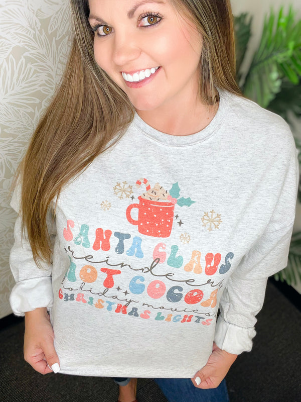 Santa, reindeer, hot cocoa sweater