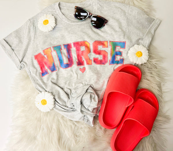 Pretty Tie Dye NURSE tee