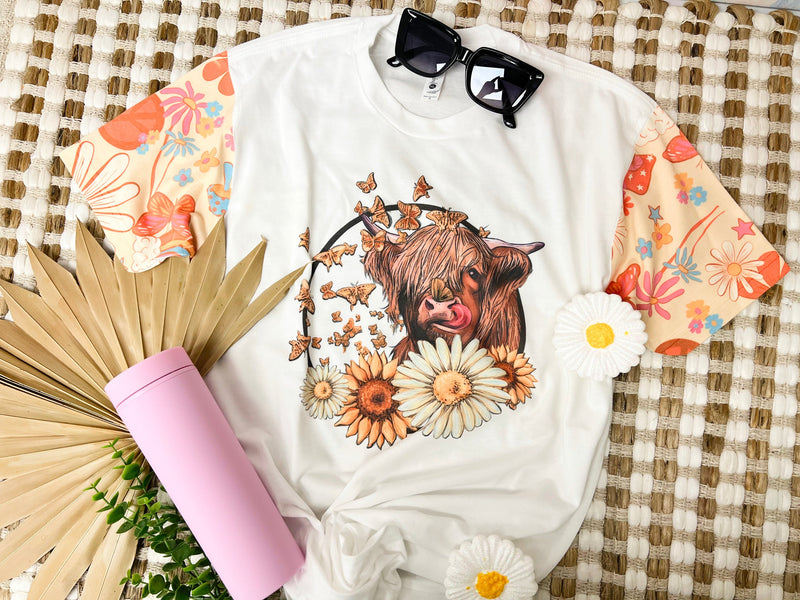 Adorable butterfly cow tee