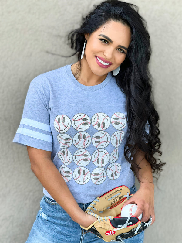 Multi Smiley baseball tee