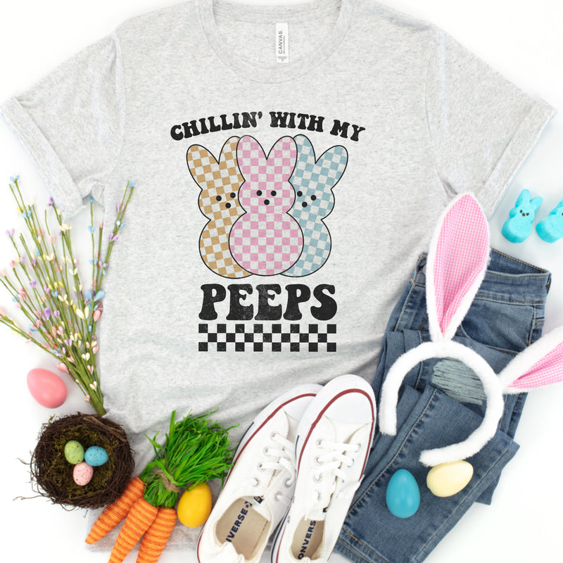 Chillin with my Peeps checker tee