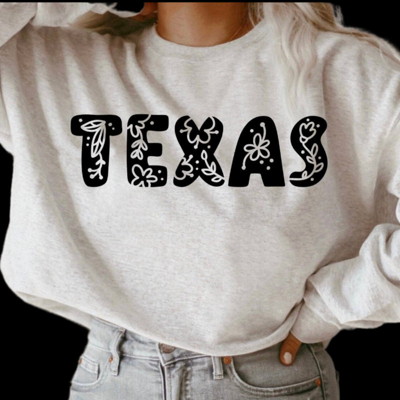 Cute Floral letter Texas sweater