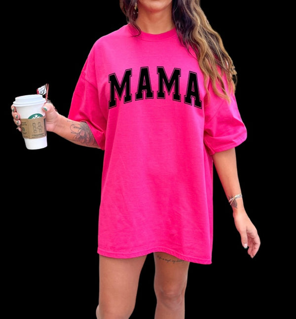Mama Text hot pink tee