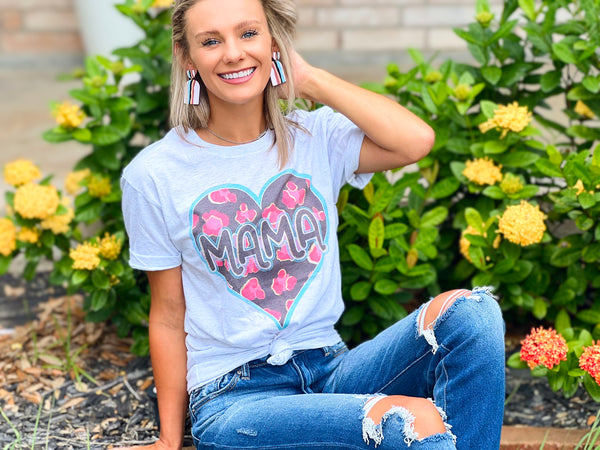 MAMA heart leopard design tee