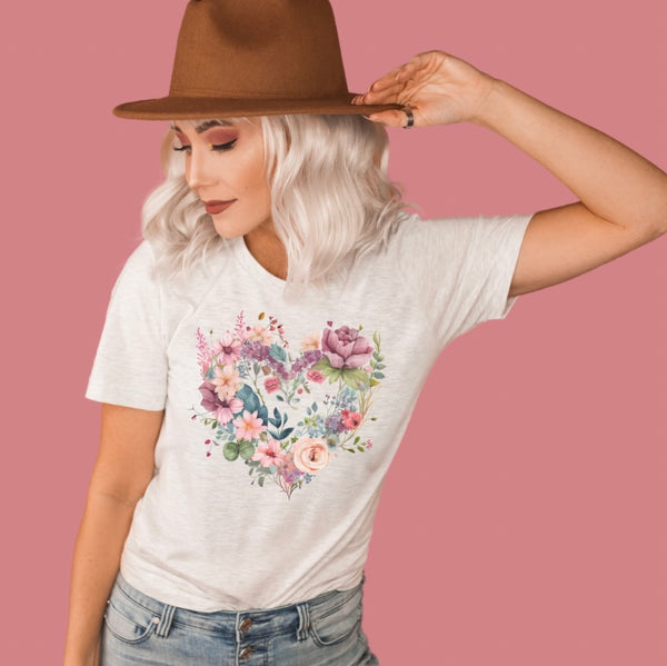 Spring floral heart tee