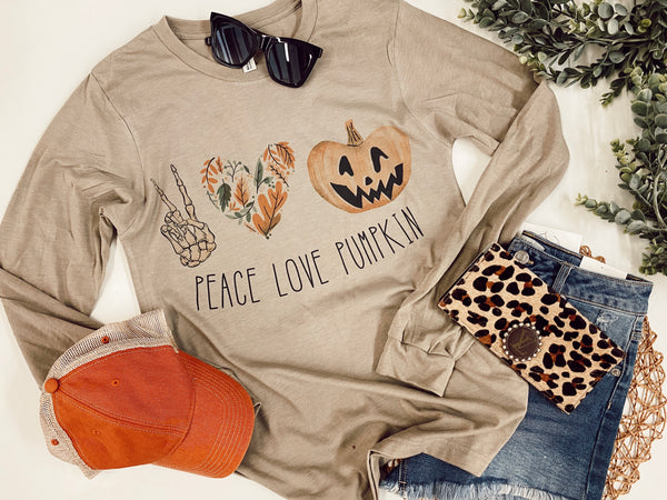 Peace, Love Pumpkin Tee (Long Sleeve)