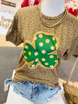 Faux Glitter and Gold Clover tee
